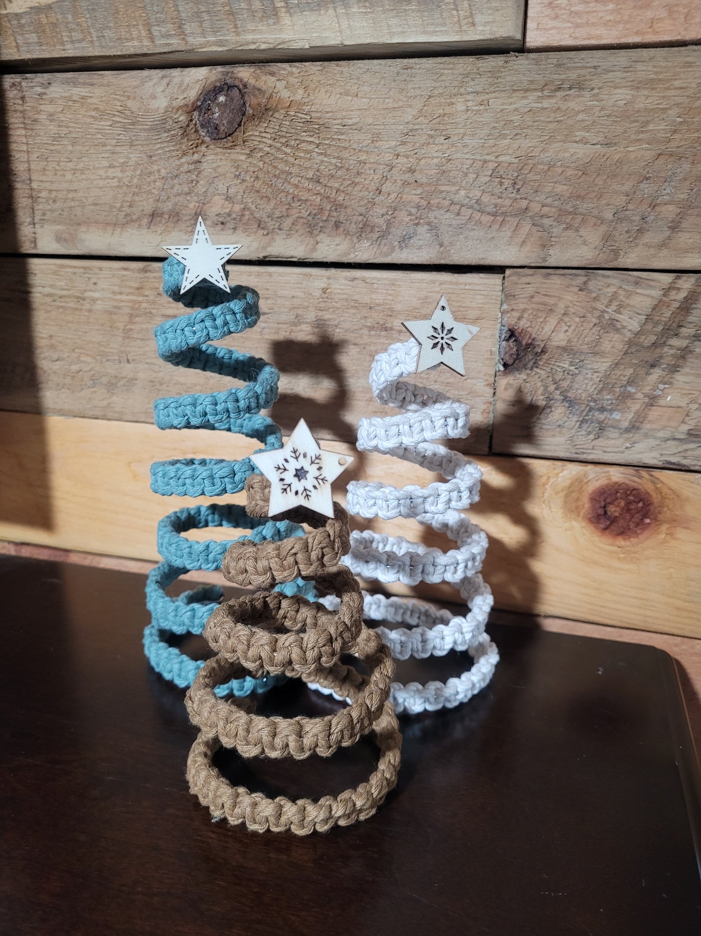 Macrame Spiral Christmas Tree Trio