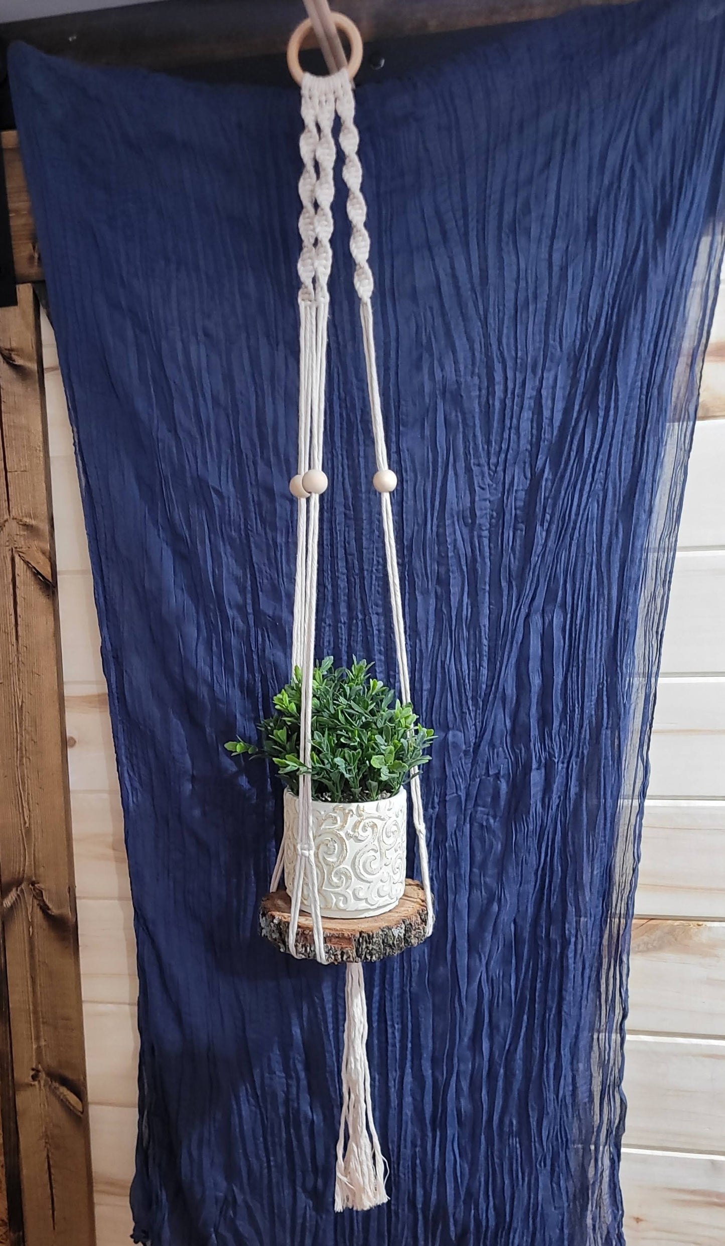 42" Plant Hanger w/ 6" wood base