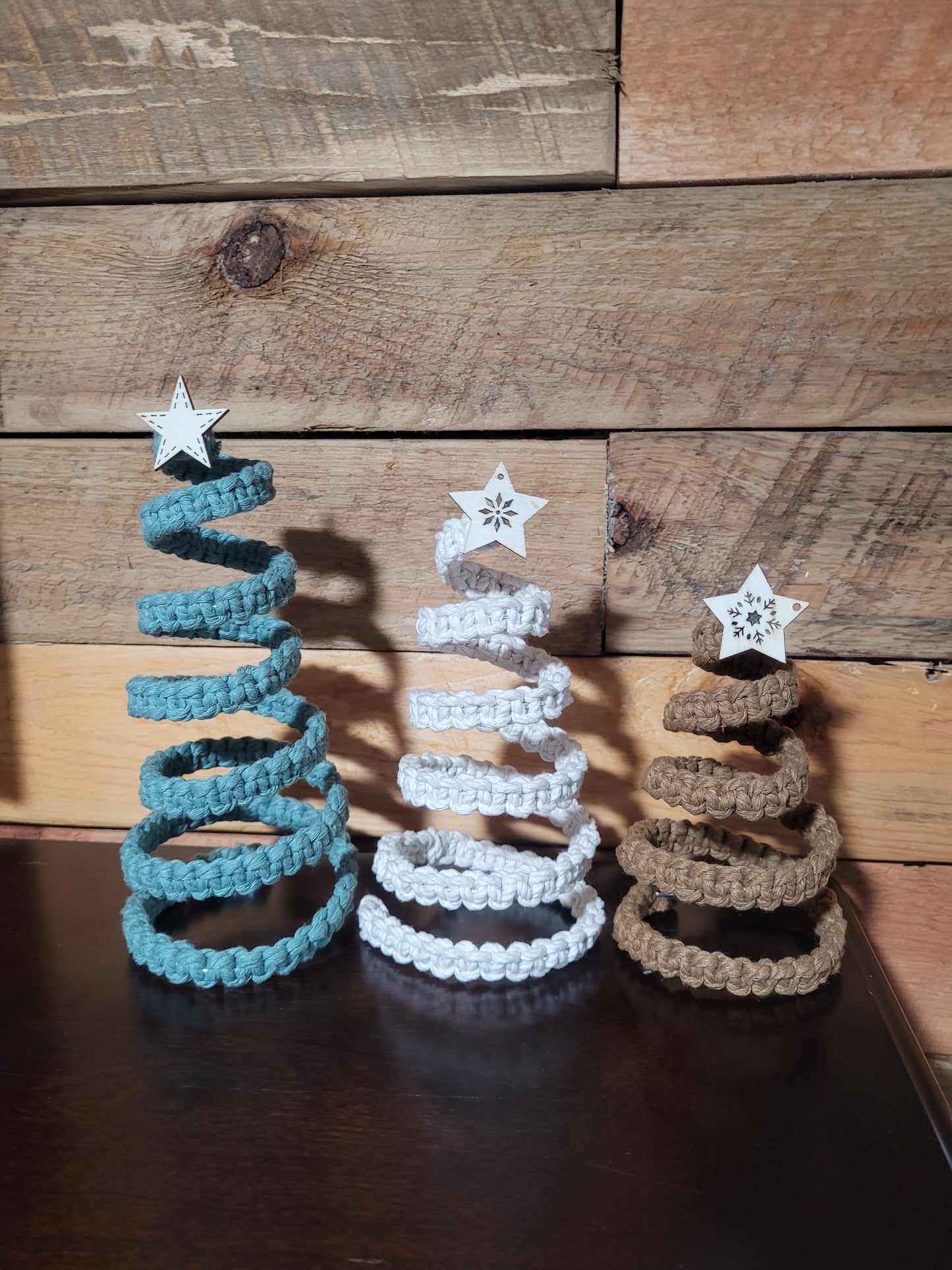 Macrame Spiral Christmas Tree Trio