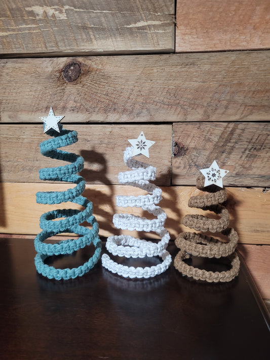Macrame Spiral Christmas Tree Trio